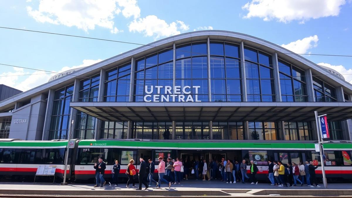 Utrecht Centraal train station with travelers arriving
